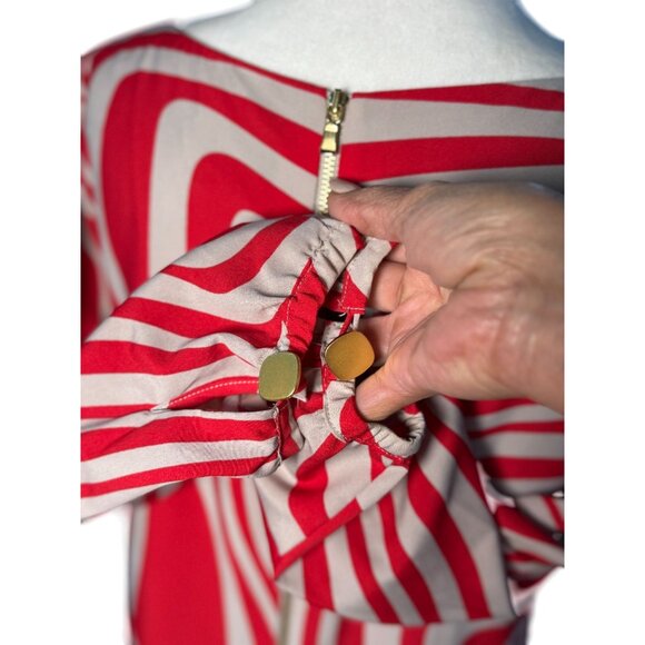 Tahari Arthur S. Levine Women’s Dress Size 10 Red White Geometric Print Career - Picture 6 of 10